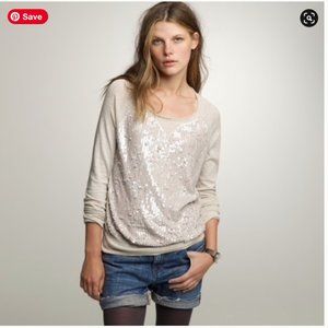 JCrew Beige Sequin-front Sweatshirt Sz S | OBO OFFERS WELCOME
